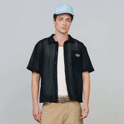 FRESH BUTTON-UP SHIRT BLACK - FRONT OF