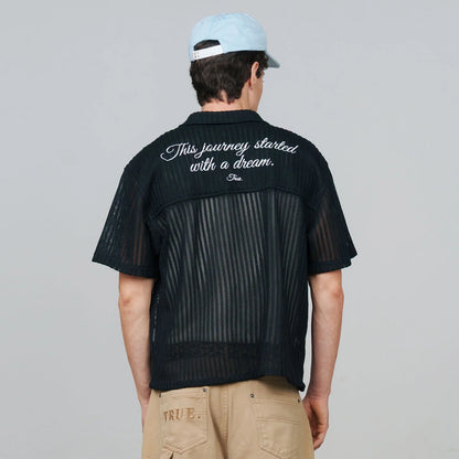 FRESH BUTTON-UP SHIRT BLACK - FRONT OF