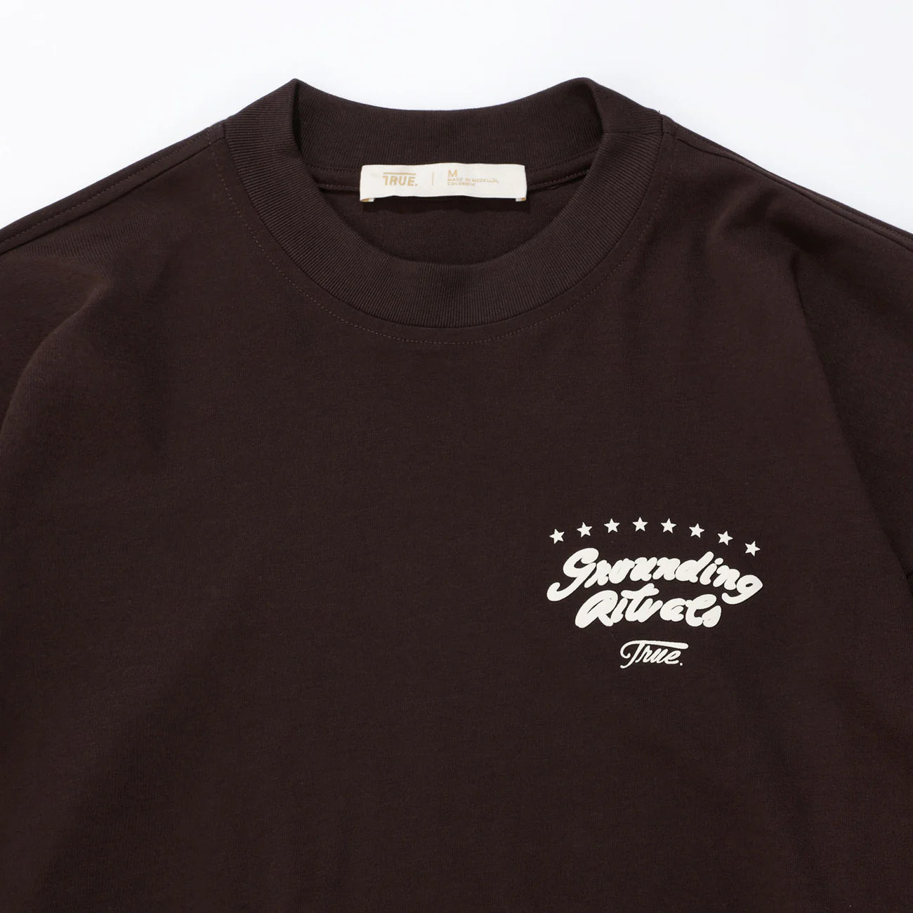 GROUNDING DOUBLE SLEEVE T-SHIRT BROWN - FRONT OF