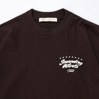 GROUNDING DOUBLE SLEEVE T-SHIRT BROWN - FRONT OF