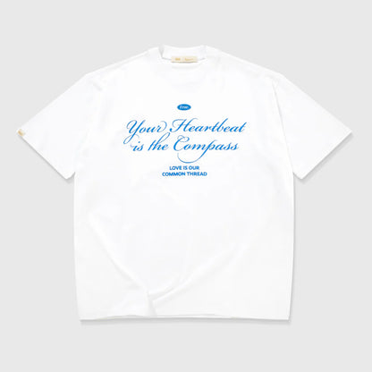 HEARTBEAT OVERSIZED T-SHIRT WHITE - FRONT OF.