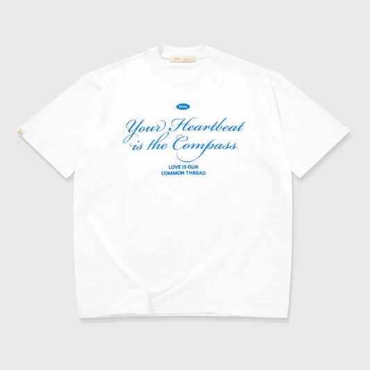 HEARTBEAT OVERSIZED T-SHIRT WHITE - FRONT OF.
