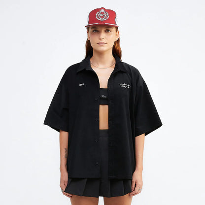 HEARTBEAT BOXY SHIRT BLACK - FRONT OF.