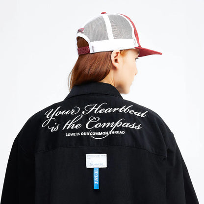 HEARTBEAT BOXY SHIRT BLACK - FRONT OF.