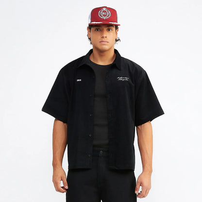 HEARTBEAT BOXY SHIRT BLACK - FRONT OF.