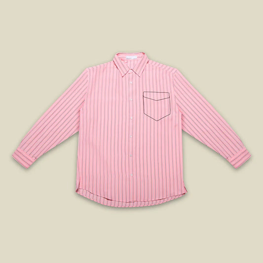 CAMISA BOLSILLO BORDADO ROSA - FRONT OF