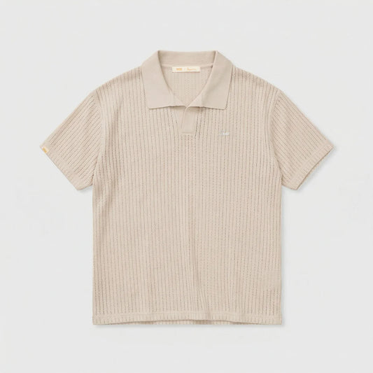 KNIT RESORT POLO SAND - FRONT OF