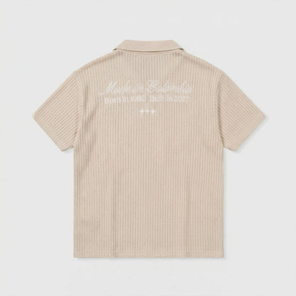KNIT RESORT POLO SAND - FRONT OF