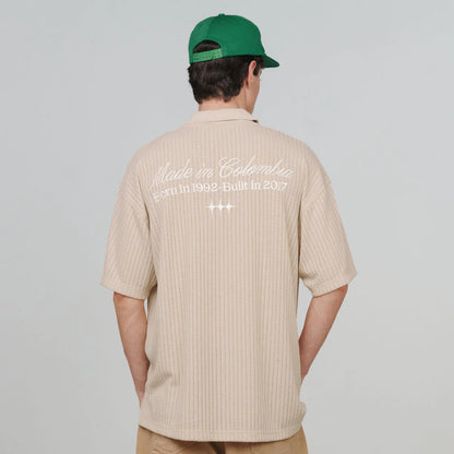 KNIT RESORT POLO SAND - FRONT OF