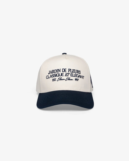 JARDIN DE FLEURS CAP BEIGE AND NAVY