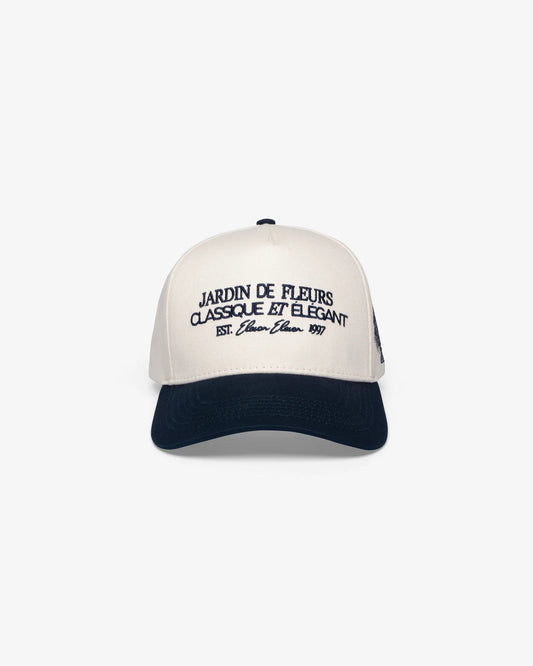 JARDIN DE FLEURS CAP BEIGE AND NAVY