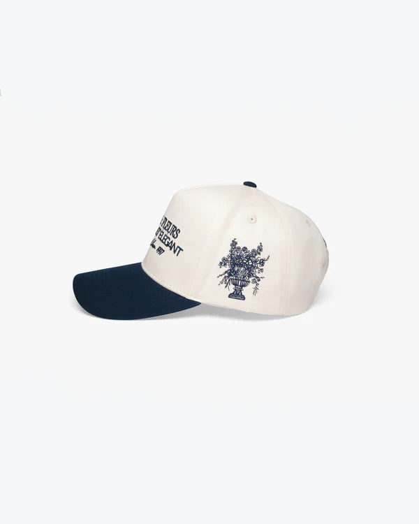 JARDIN DE FLEURS CAP BEIGE AND NAVY