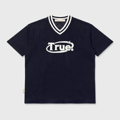 OVERSIZED KNITTED JERSEY NAVY BLUE - FRONT OF