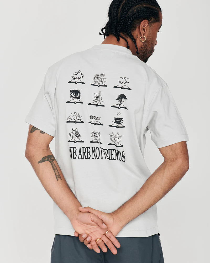 WANF LIBRARY W T-SHIRT GREY - FRONT OF