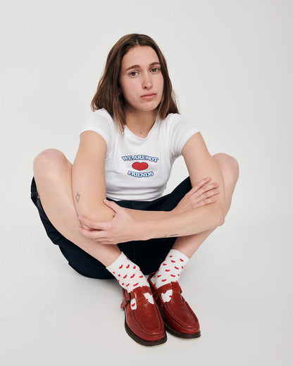 WANF LOVE WHITE CROP T-SHIRT - FRONT OF