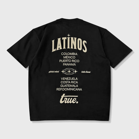 LATINOS OVERSIZED T-SHIRT BLACK - FRONT OF