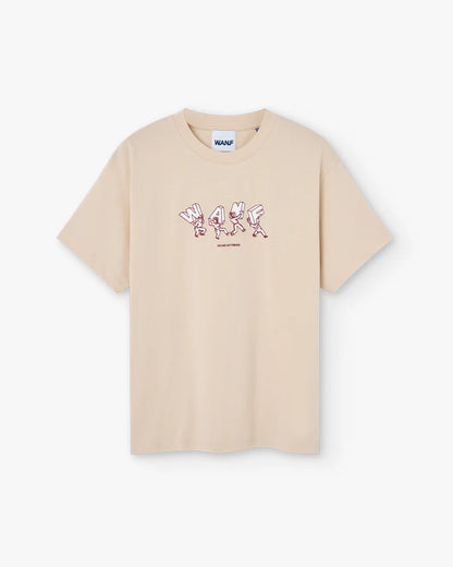 LETTERING WANF T-SHIRT CREAM - FRONT OF