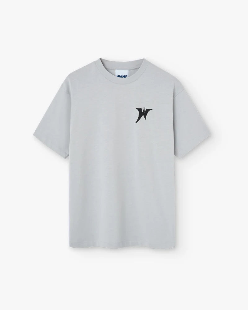 WANF LIBRARY W T-SHIRT GREY - FRONT OF