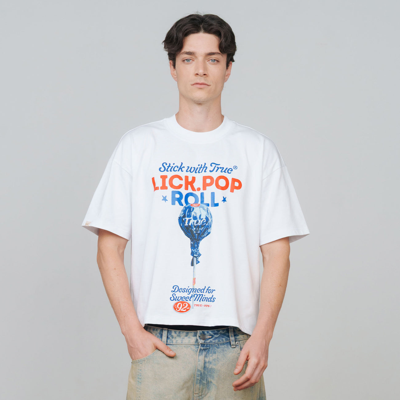 LOLLIPOP BOXY TRUE T-SHIRT WHITE - FRONT OF