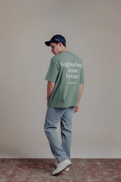T-SHIRT NEIGHBORHOOD TENNIS PARTNER GREEN - FRONT OF