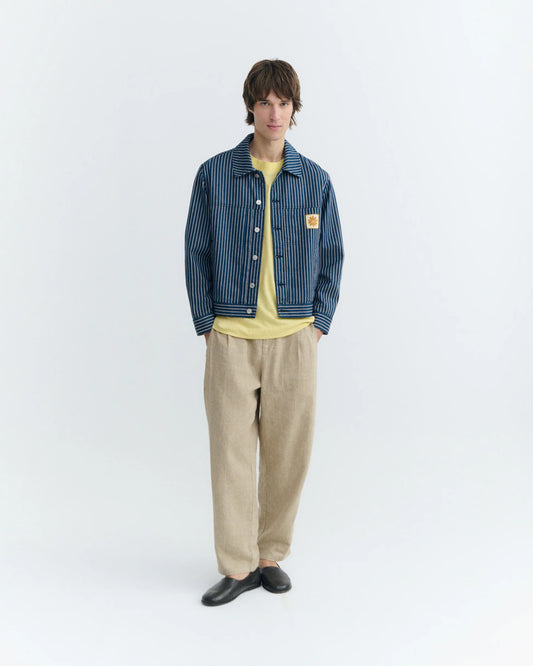 CHAQUETA BOXY RAYAS TINTE NATURAL BRUNO - FRONT OF