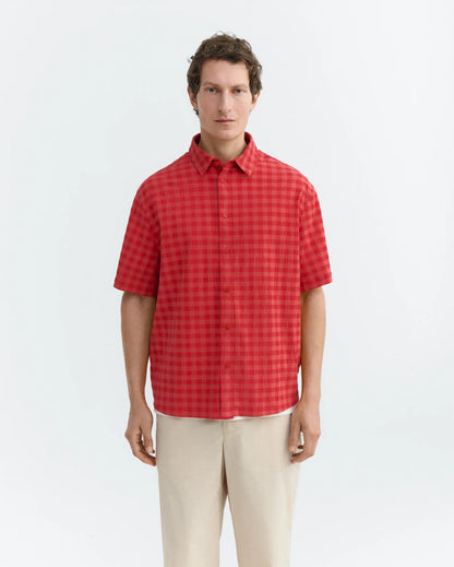 CAMISA HOMBRE SEERSUCKER ROJA PADDY - FRONT OF