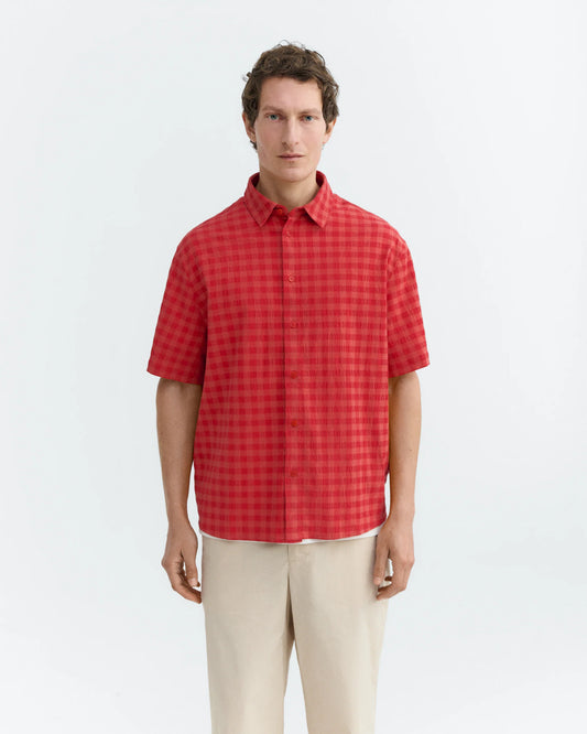 CAMISA HOMBRE SEERSUCKER ROJA PADDY - FRONT OF