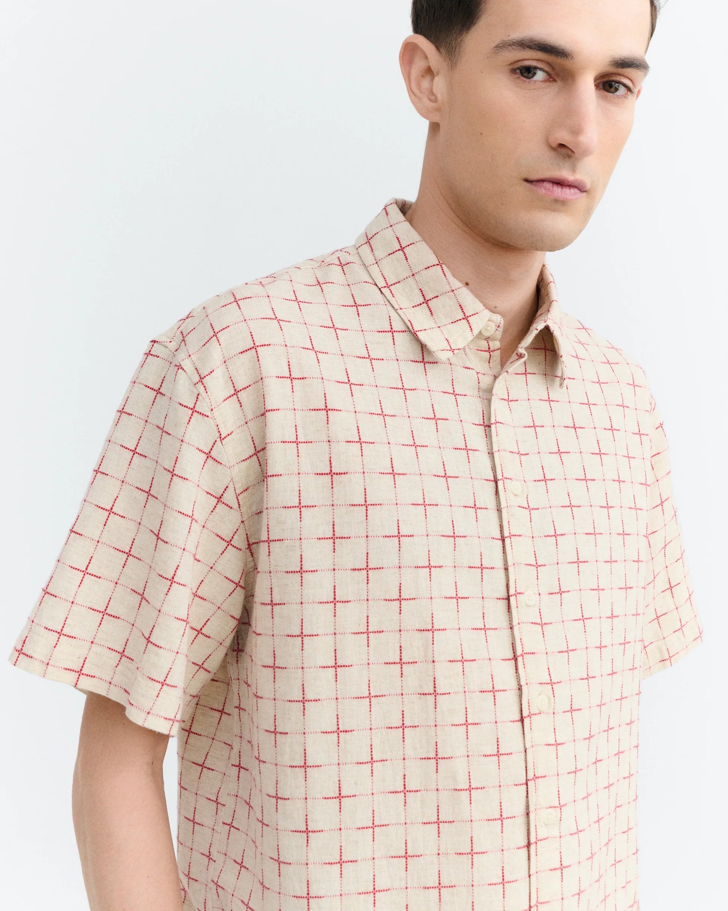 CAMISA OVERSIZE CUADROS LATTICE KURTIS - FRONT OF