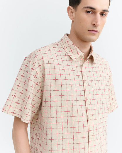 CAMISA OVERSIZE CUADROS LATTICE KURTIS - FRONT OF