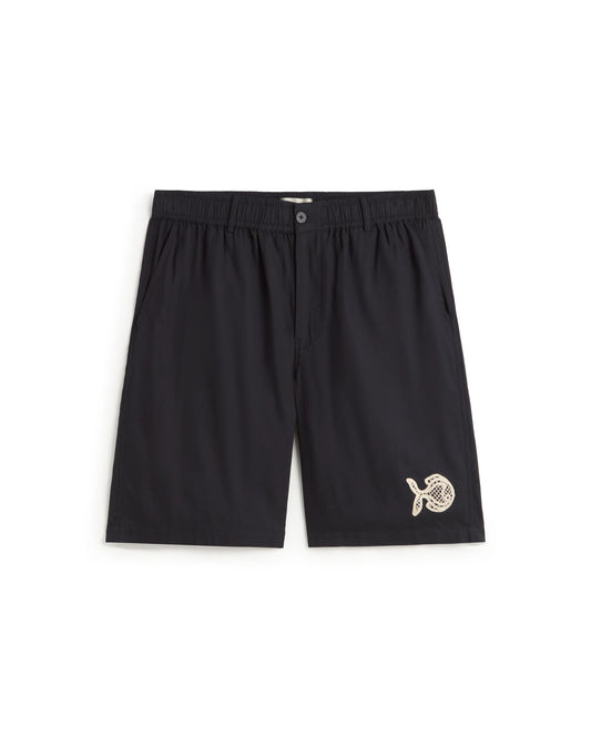 BERMUDA BORDADO A MANO FISH GASPER NAVY - FRONT OF