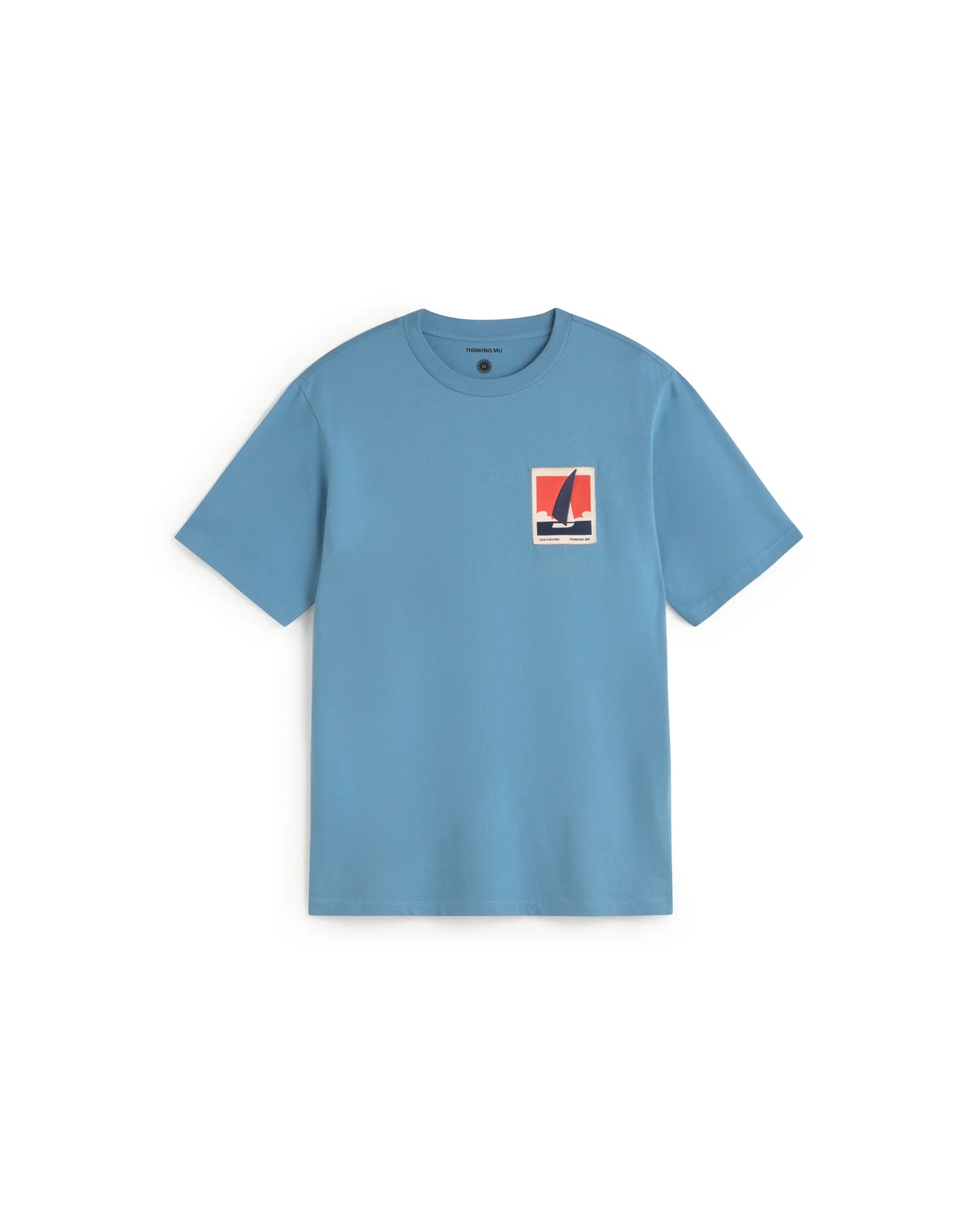 BLUE T-SHIRT PATCHED OPTIMIST ZACH - FRONT OF