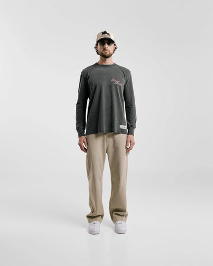 LONG SLEEVE REGULAR FIT T-SHIRT VINTAGE GREY - FRONT OF