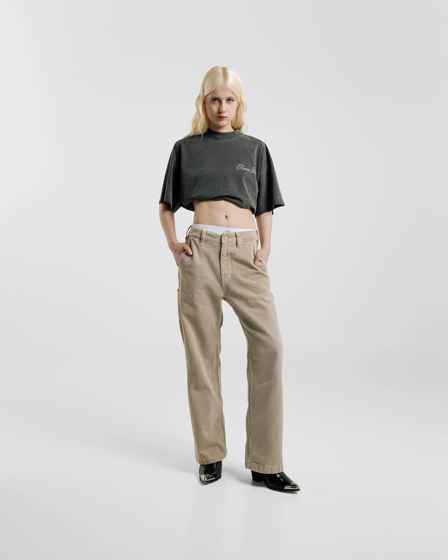 PANTALONES MONOIC STUDIO WORK TAUPE - FRONT OF