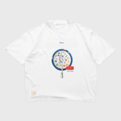 MY CEREAL BOXY TEE WHITE - FRONT OF