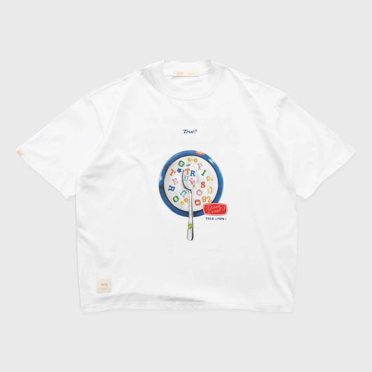 MY CEREAL BOXY TEE WHITE - FRONT OF