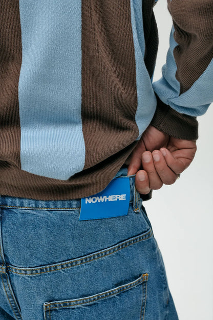 JERSEY ZIPPER BROWN STRIPES - FRONT OF
