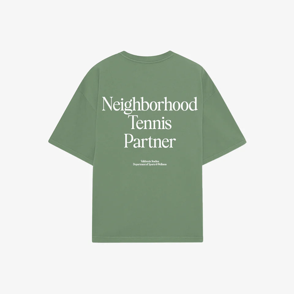 T-SHIRT NEIGHBORHOOD TENNIS PARTNER GREEN - FRONT OF