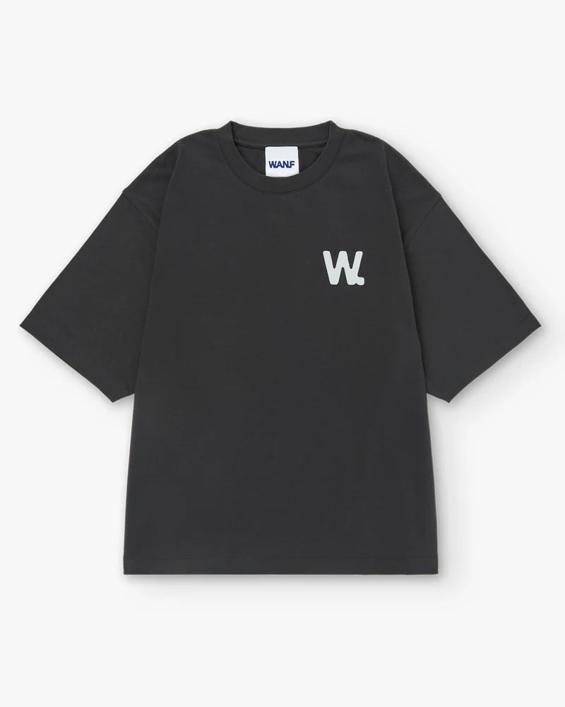 STORIES BOXY T-SHIRT VINTAGE CHARCOAL BLACK - FRONT OF