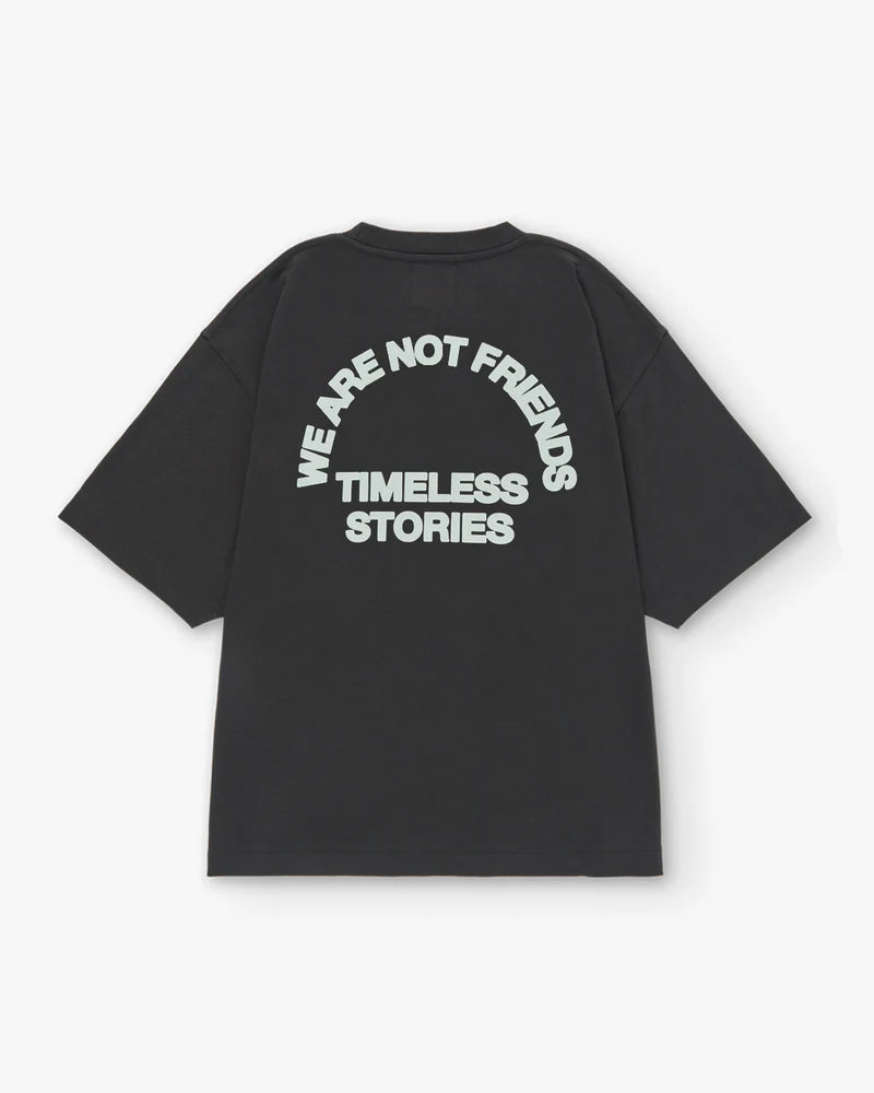 STORIES BOXY T-SHIRT VINTAGE CHARCOAL BLACK - FRONT OF