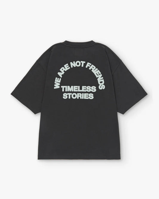 STORIES BOXY T-SHIRT VINTAGE CHARCOAL BLACK - FRONT OF