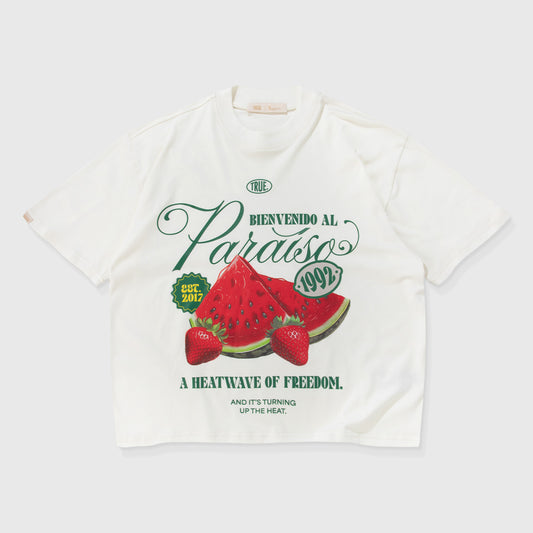 PARAISO BOXY T-SHIRT CREAM - FRONT OF