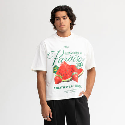 PARAISO BOXY T-SHIRT CREAM - FRONT OF