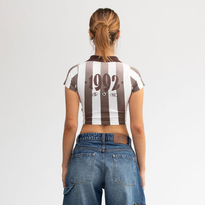 PARAISO SOCCER SLIM T-SHIRT BROWN - FRONT OF