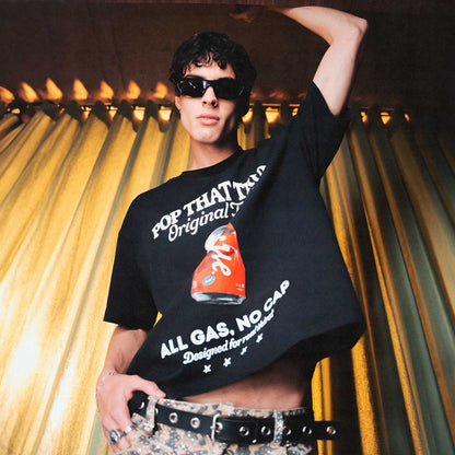 POP TASTE TRUE BOXY T-SHIRT BLACK - FRONT OF