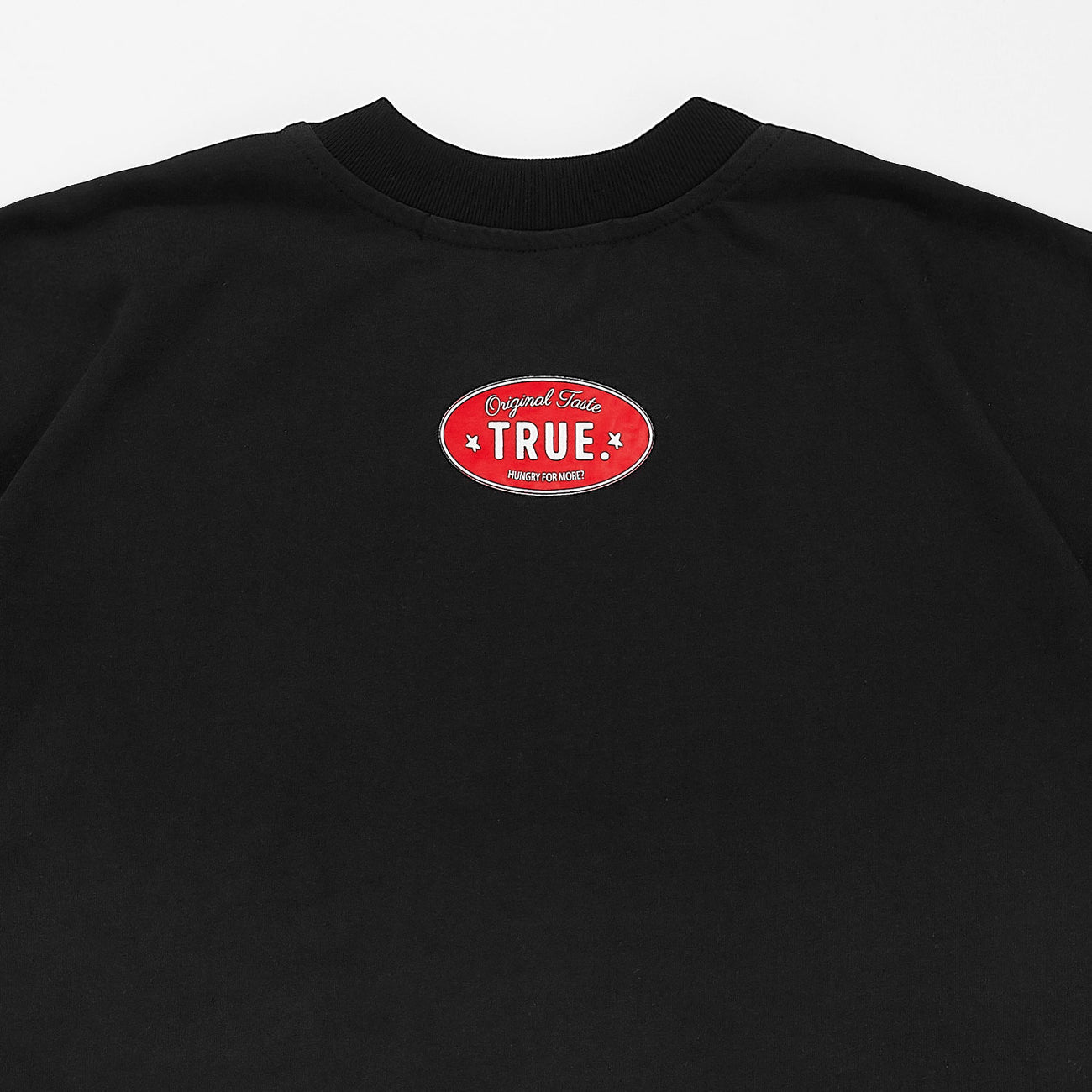 POP TASTE TRUE BOXY T-SHIRT BLACK - FRONT OF