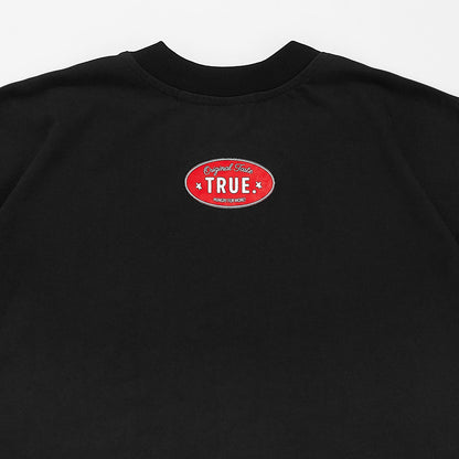 POP TASTE TRUE BOXY T-SHIRT BLACK - FRONT OF