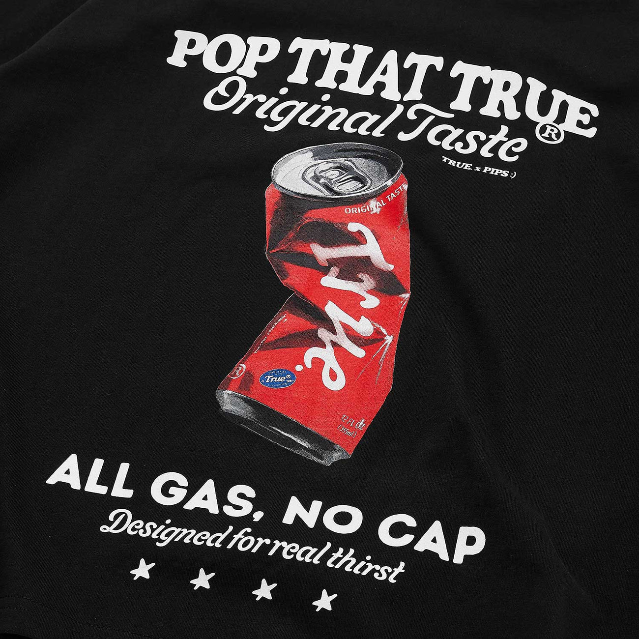 POP TASTE TRUE BOXY T-SHIRT BLACK - FRONT OF