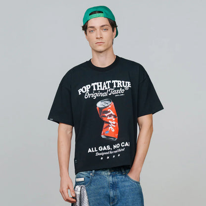 POP TASTE TRUE BOXY T-SHIRT BLACK - FRONT OF