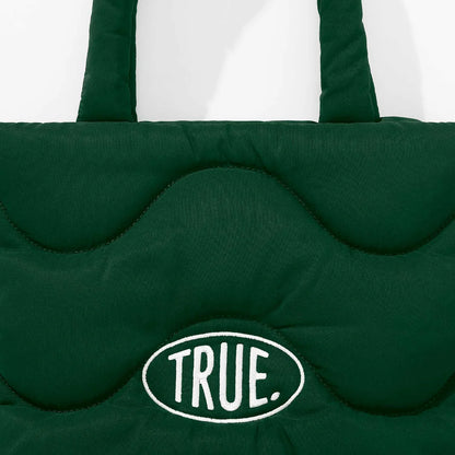 PUFFER SHOPPER BAG PINE GREEN - FRONT OF