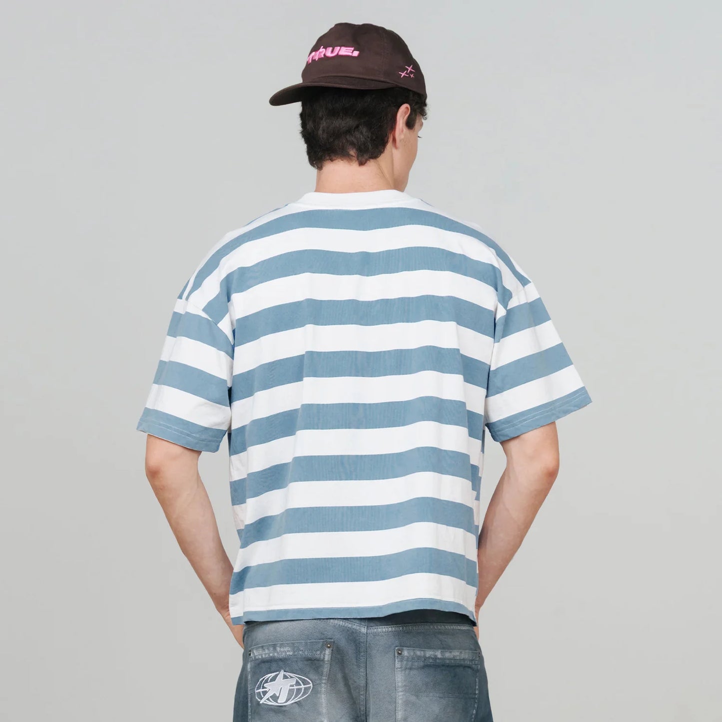 RACING STRIPES BOXY TEE BLUE - FRONT OF